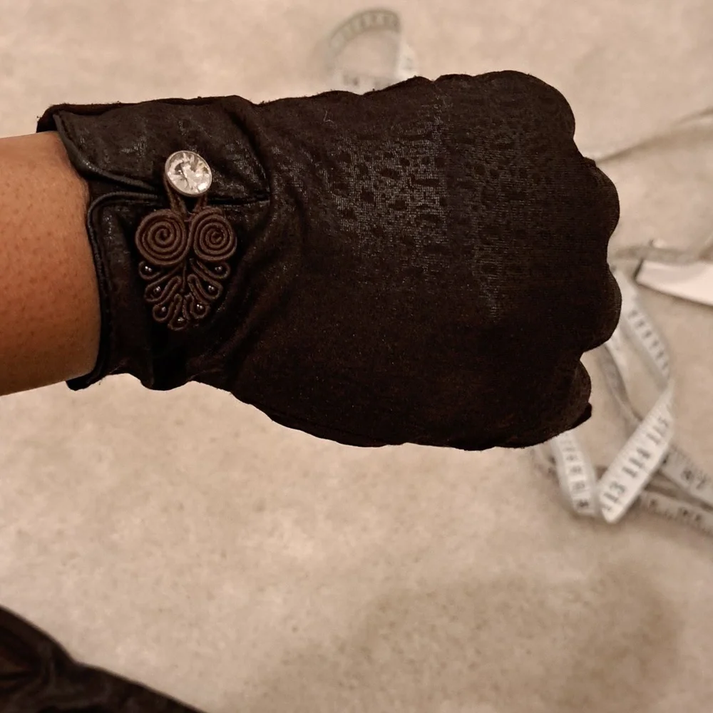 Brown Faux Leather Gloves